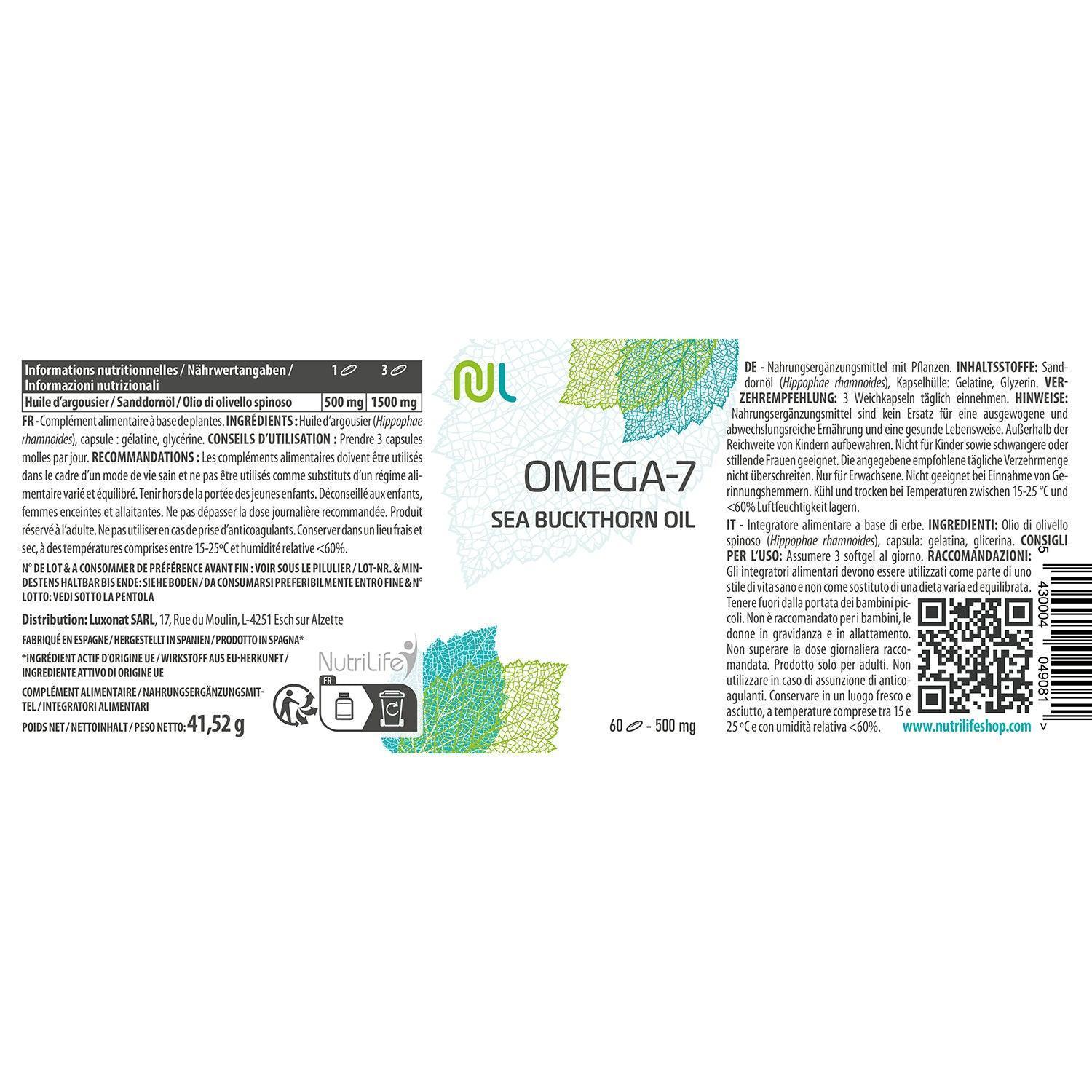 Oméga-7 - huile d'Argousier - sécheresse des muqueuses - NutriLife Shop