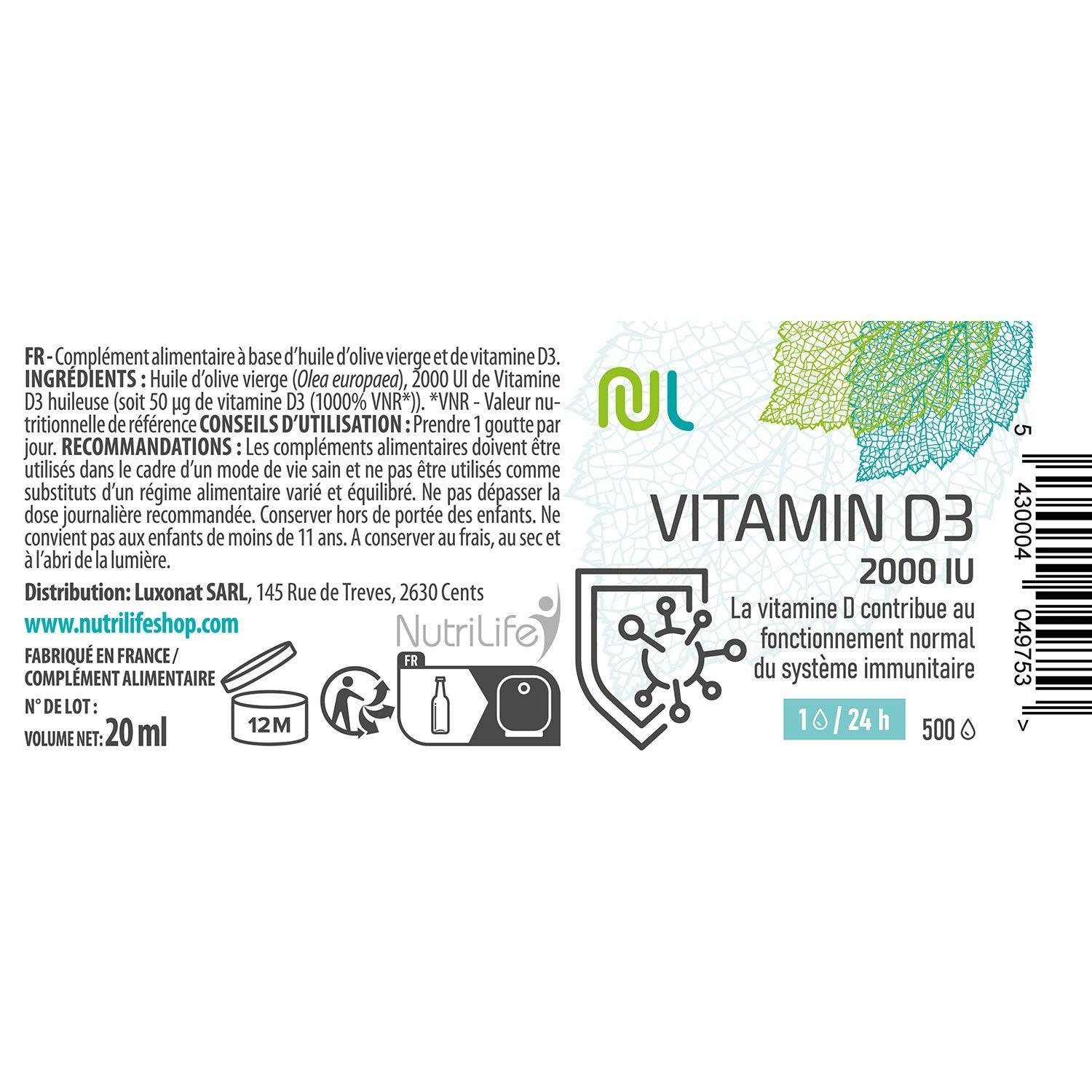Vitamine D3 2000 UI - NutriLife Shop