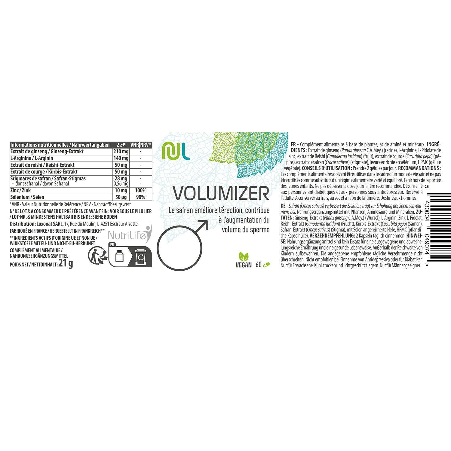 Volumizer - contribue à augmenter le volume du sperme, stimule l' érection - NutriLife Shop