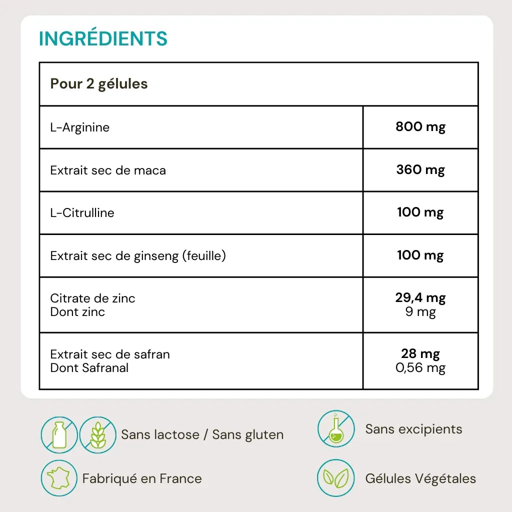 Complément Alimentaire Virexil Pour L'érection - 30 Gélules à Base De Maca, Naturel, Marque NutriExpert