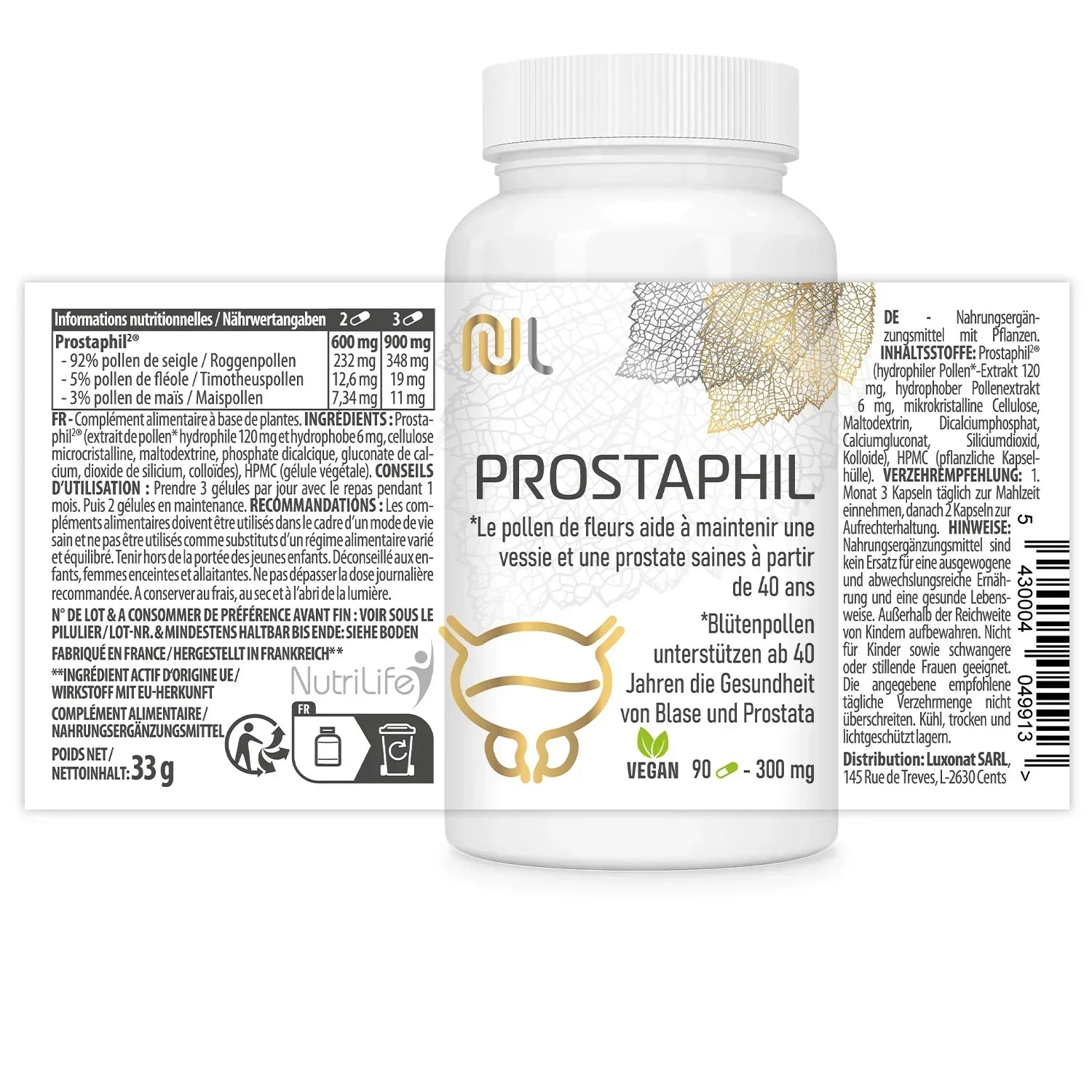 Prostaphil 90 gélules - prostate saine - pollen de fleur de seigle ...