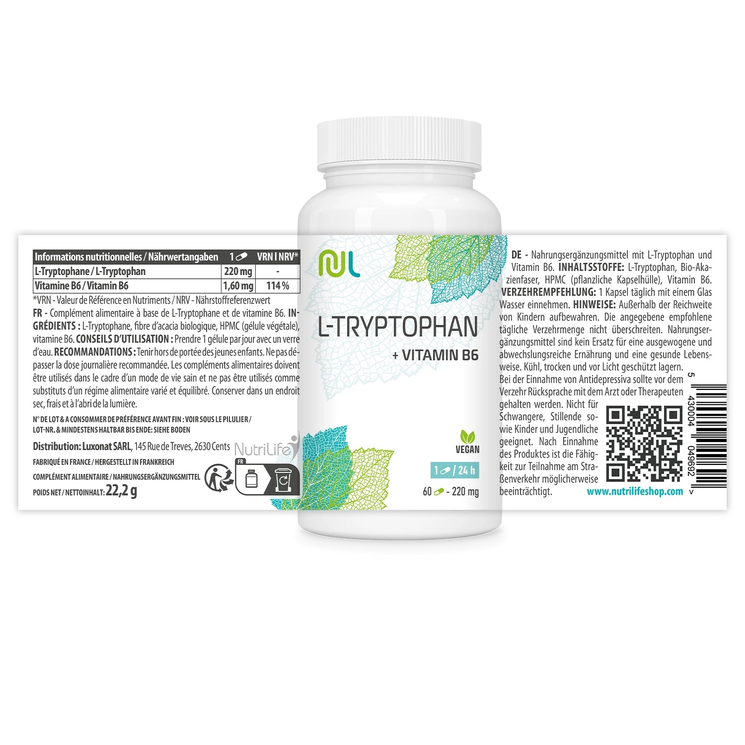 L-Triptofano 220 mg con Vitamina B6